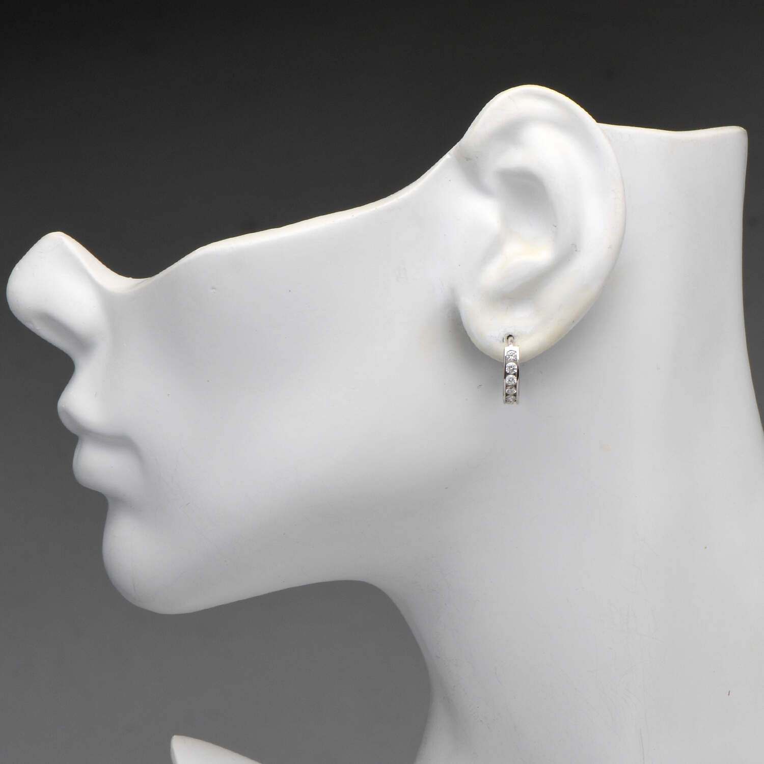 14KW Diamond (0.56) Channel Huggie Hoop Earrings-3