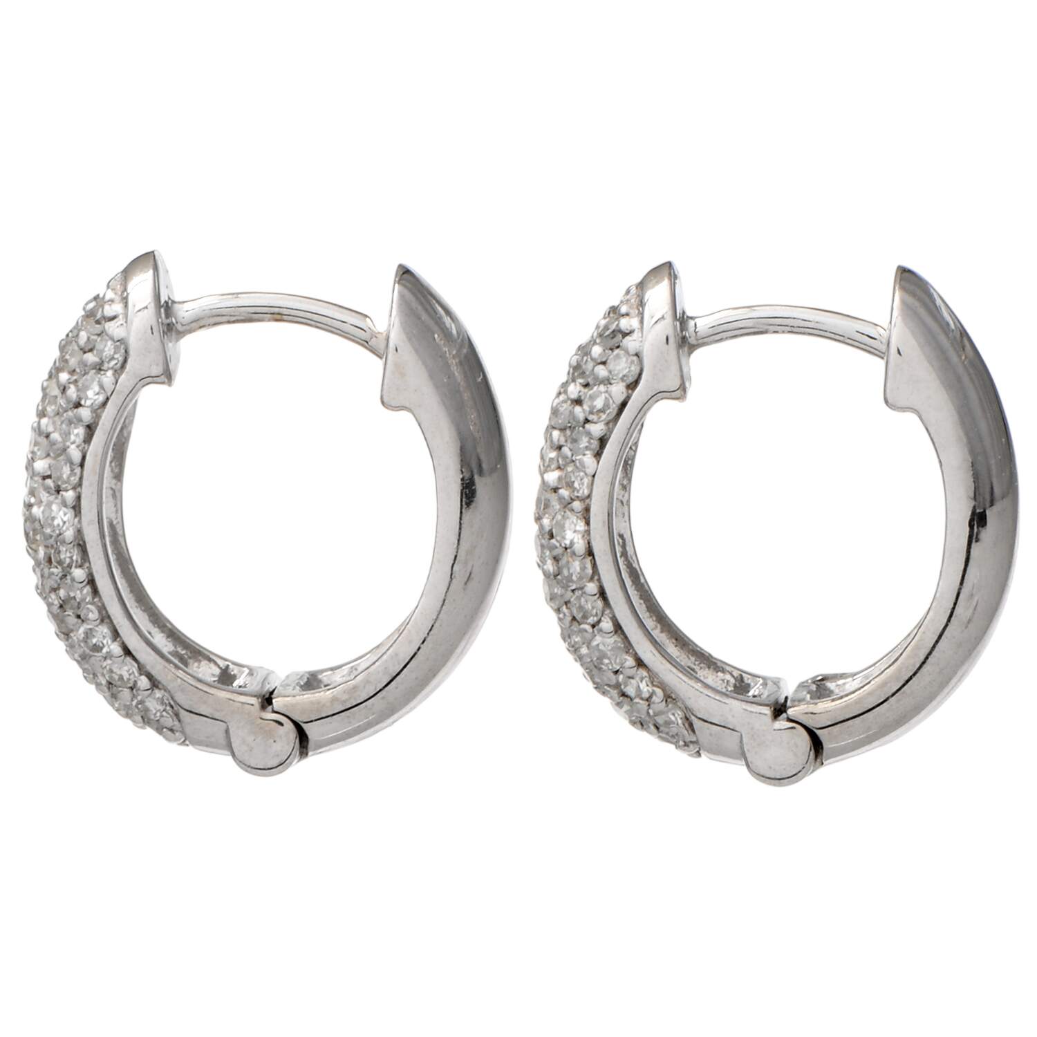 14KW Pave Diamond (0.52) Huggie Hoop Earrings-2