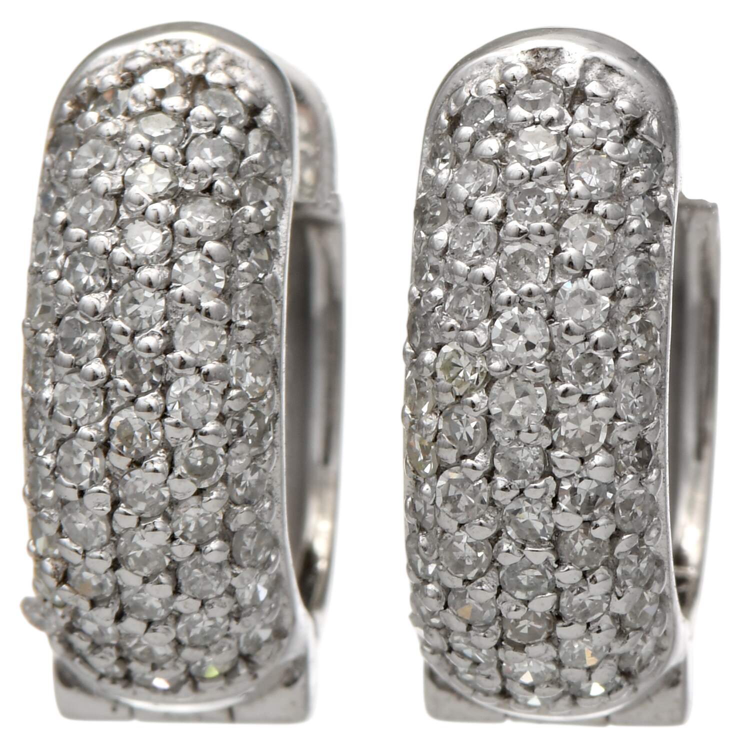 14KW Pave Diamond (0.52) Huggie Hoop Earrings-1
