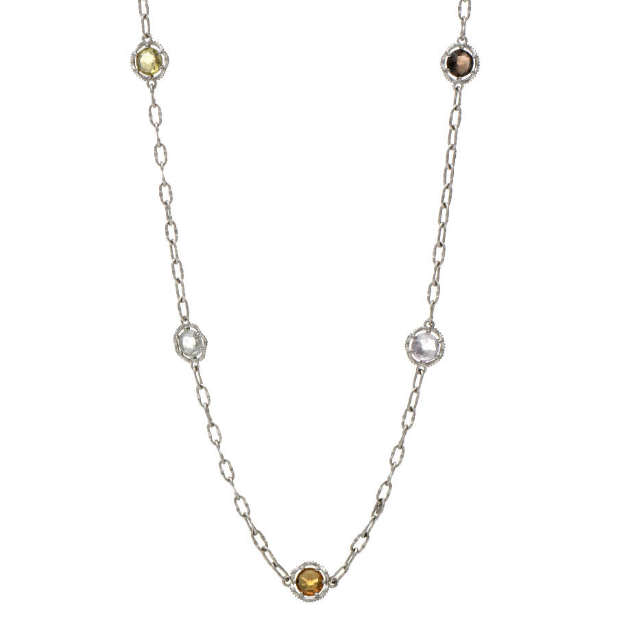 Tacori Sterling Citrine & Quartz Station Necklace-1