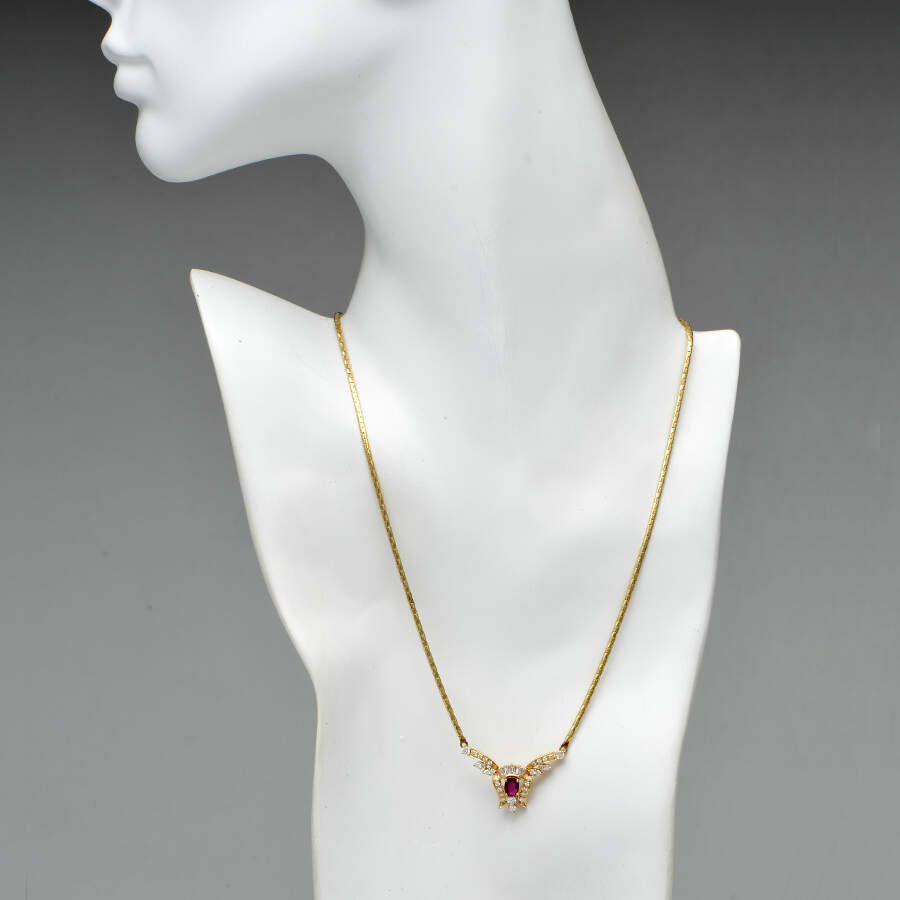 14KY Diamond(0.90) & Ruby(0.45) Status Necklace-4