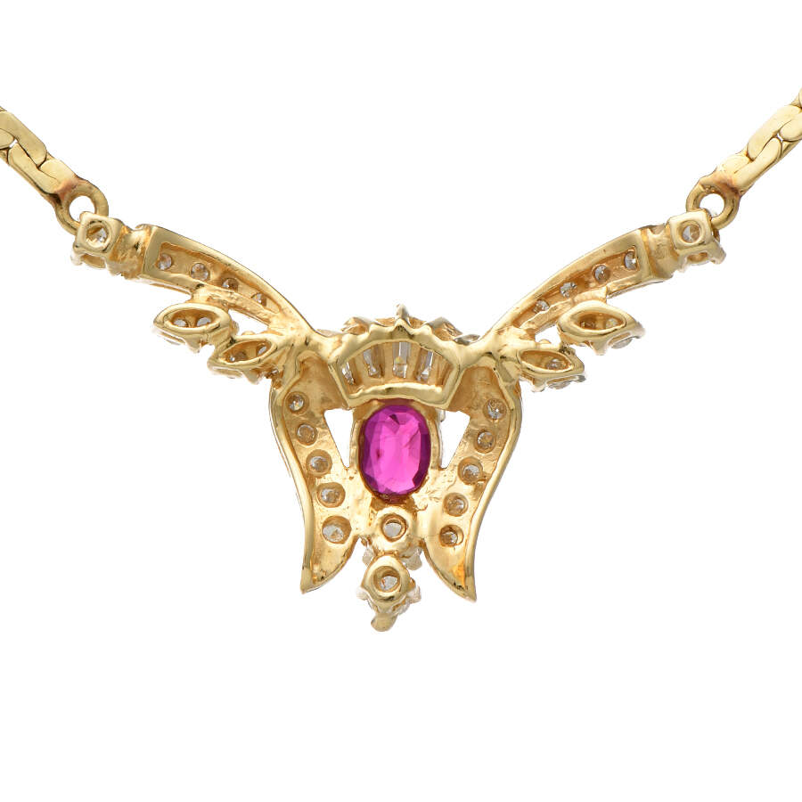 14KY Diamond(0.90) & Ruby(0.45) Status Necklace-2