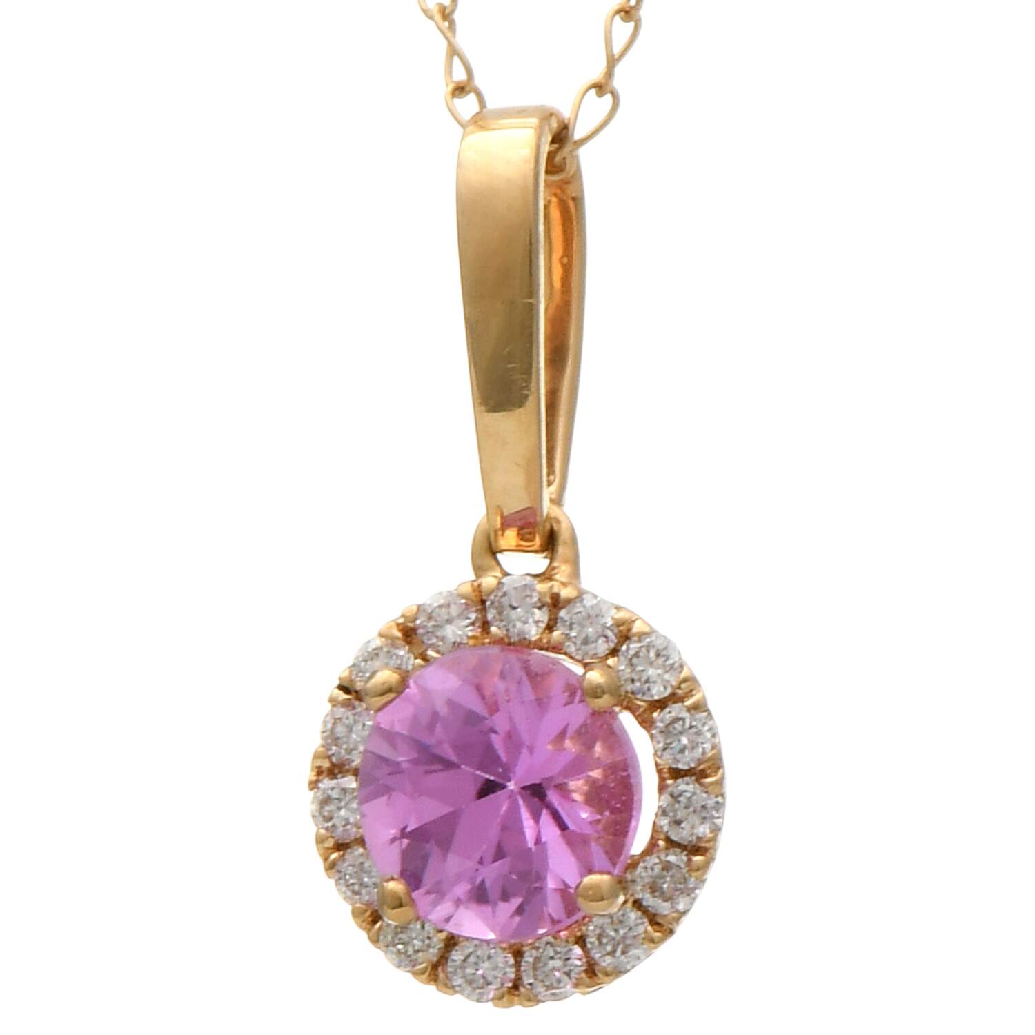 14KY Pink Sapphire (0.65) & Diamond (0.07) Necklace-5