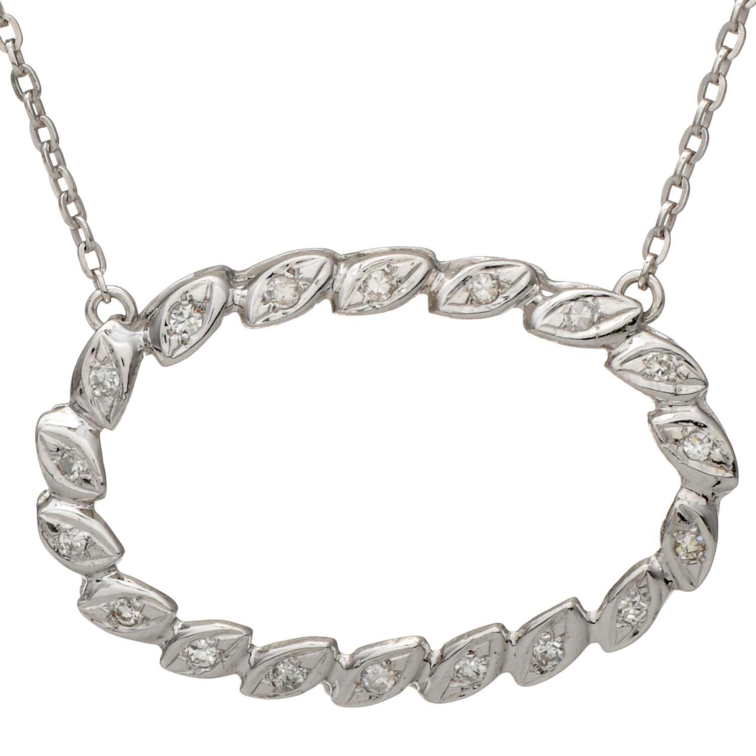 14KW Diamond (0.27) Laurel Wreath Necklace-1