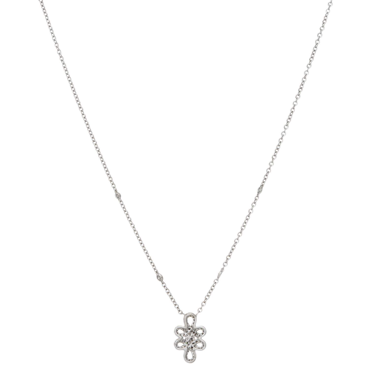18KW Pave Diamond(0.56) Swirl Station Necklace-3