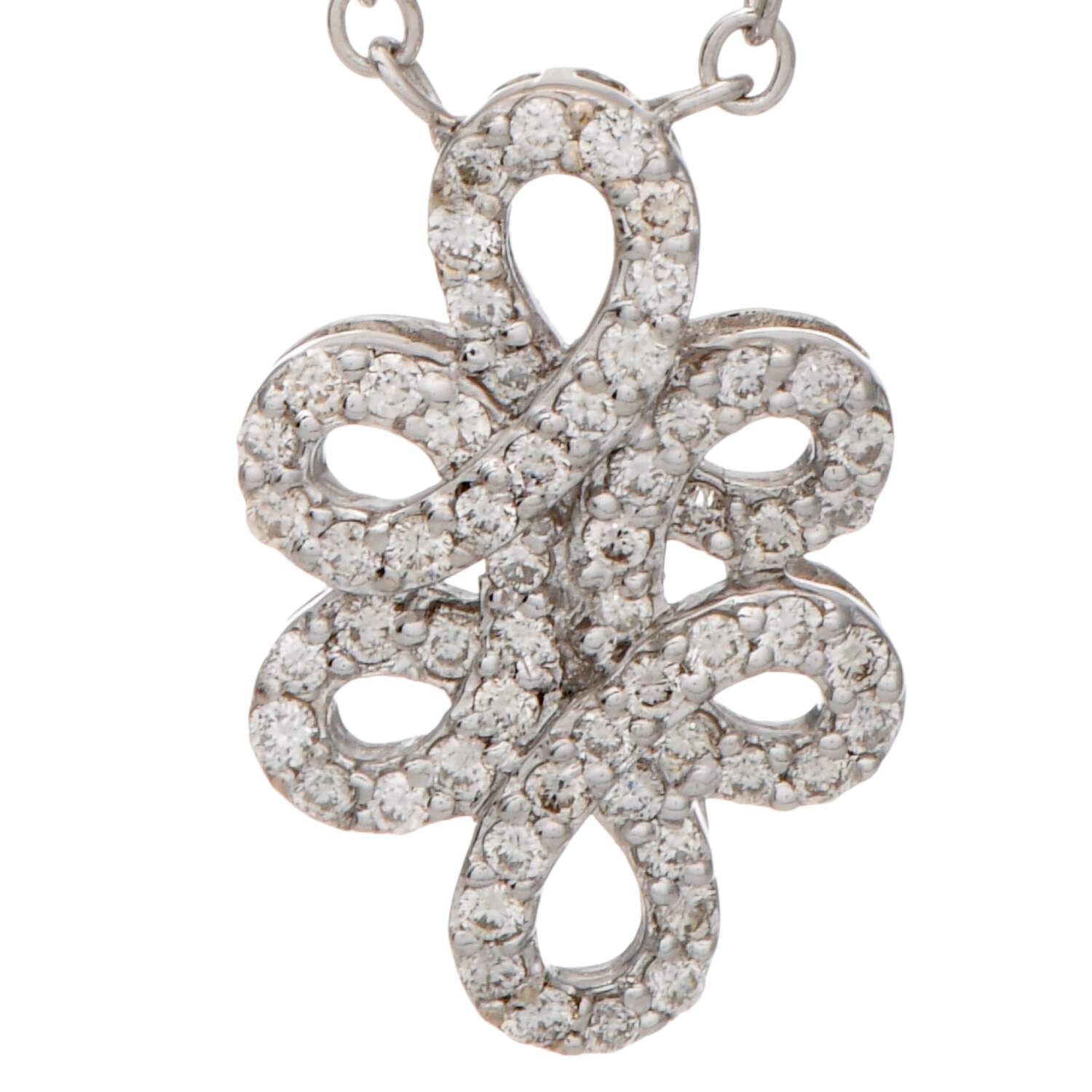 18KW Pave Diamond(0.56) Swirl Station Necklace-1