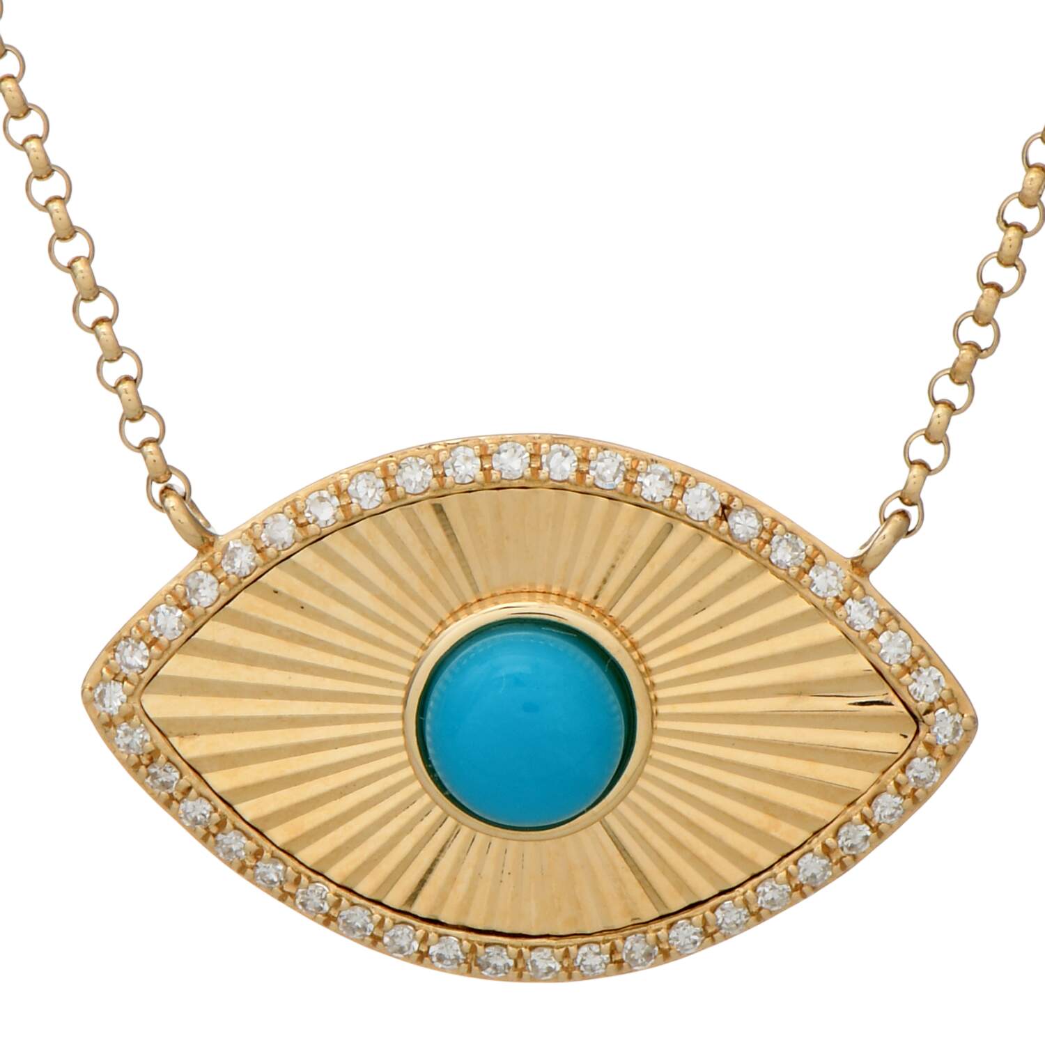 14KY Effy Radiant Eye Turquoise (0.50) & Diamond(0.10) Necklace-1