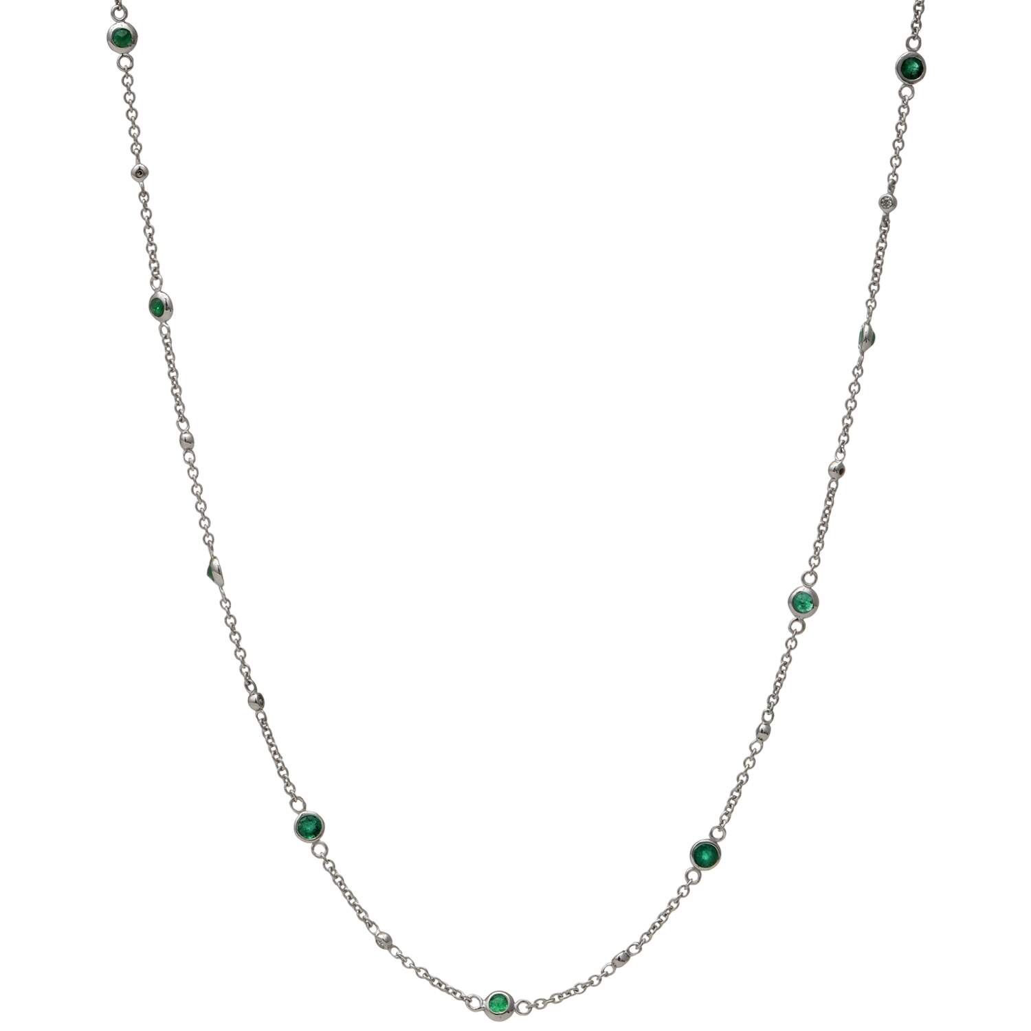 14KW Effy Emerald(1.10) & Diamond(0.18) By the Yard Necklace-2