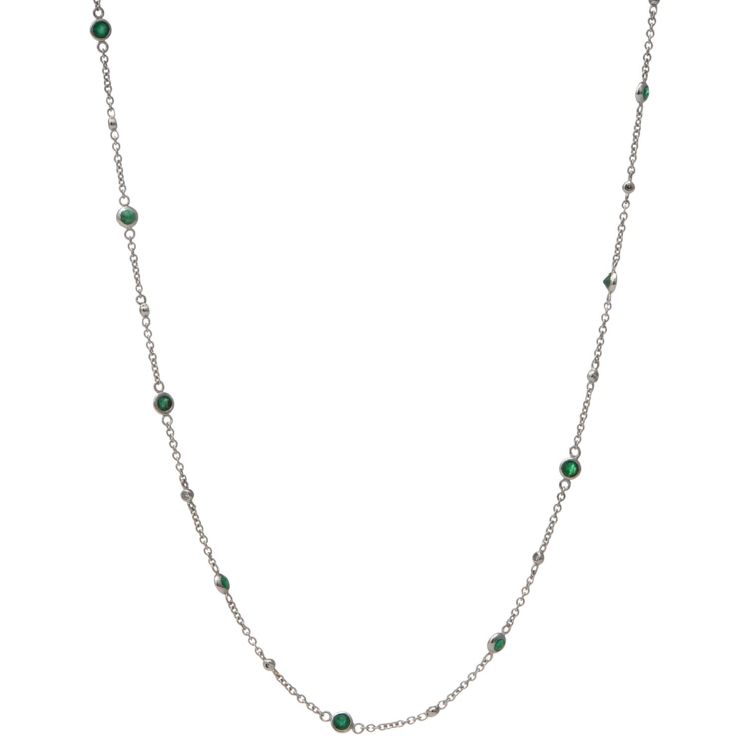 14KW Effy Emerald(1.10) & Diamond(0.18) By the Yard Necklace-1