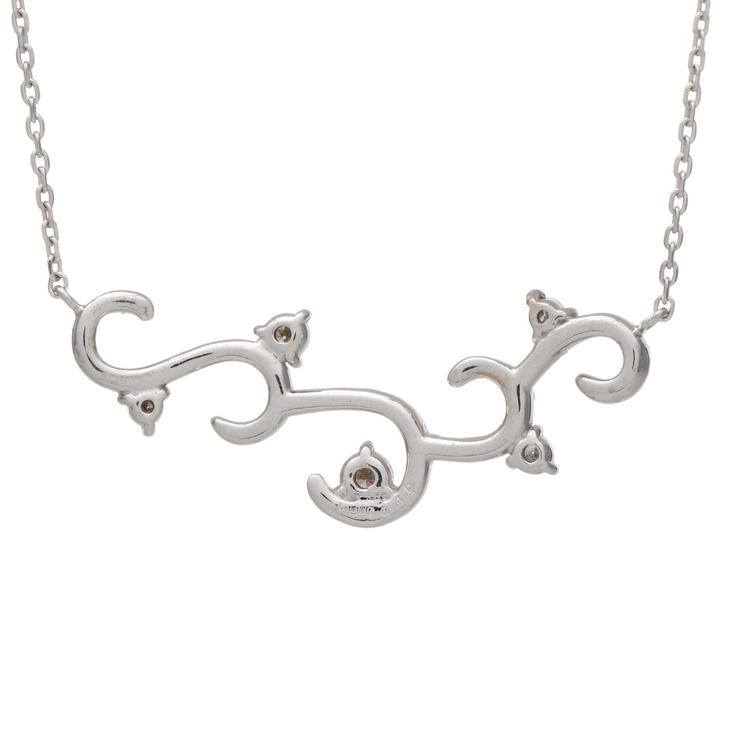 18KW Diamond(0.40) Scroll Motif Station Necklace-2