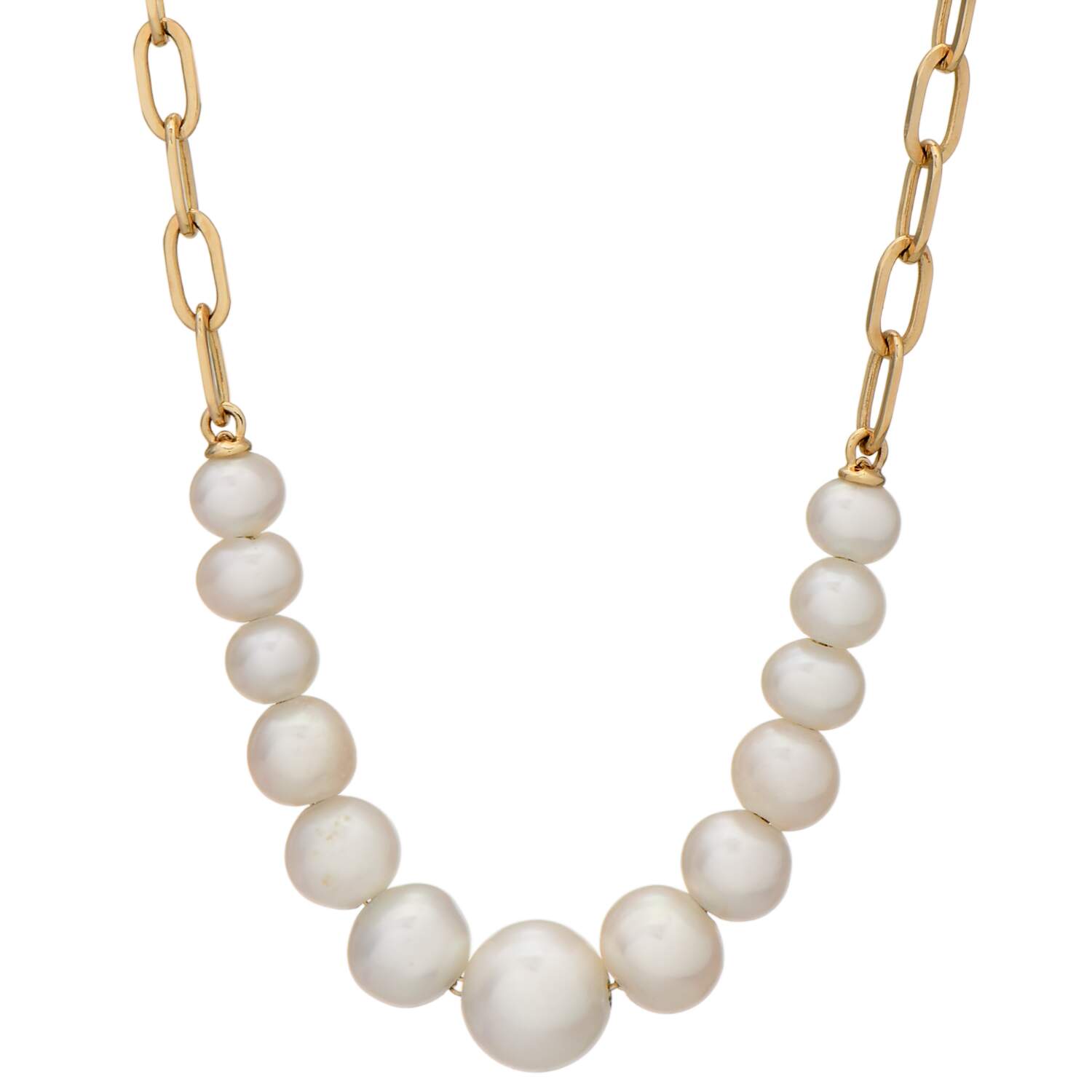 14KY Effy Freshwater Pearl (4.5-7.0mm) Paperclip Link Necklace-1