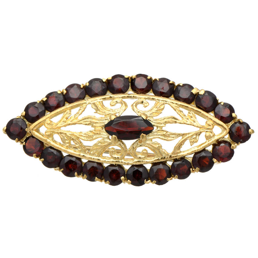 18KY Vintage Garnet(5.25) Filigree Pin-1