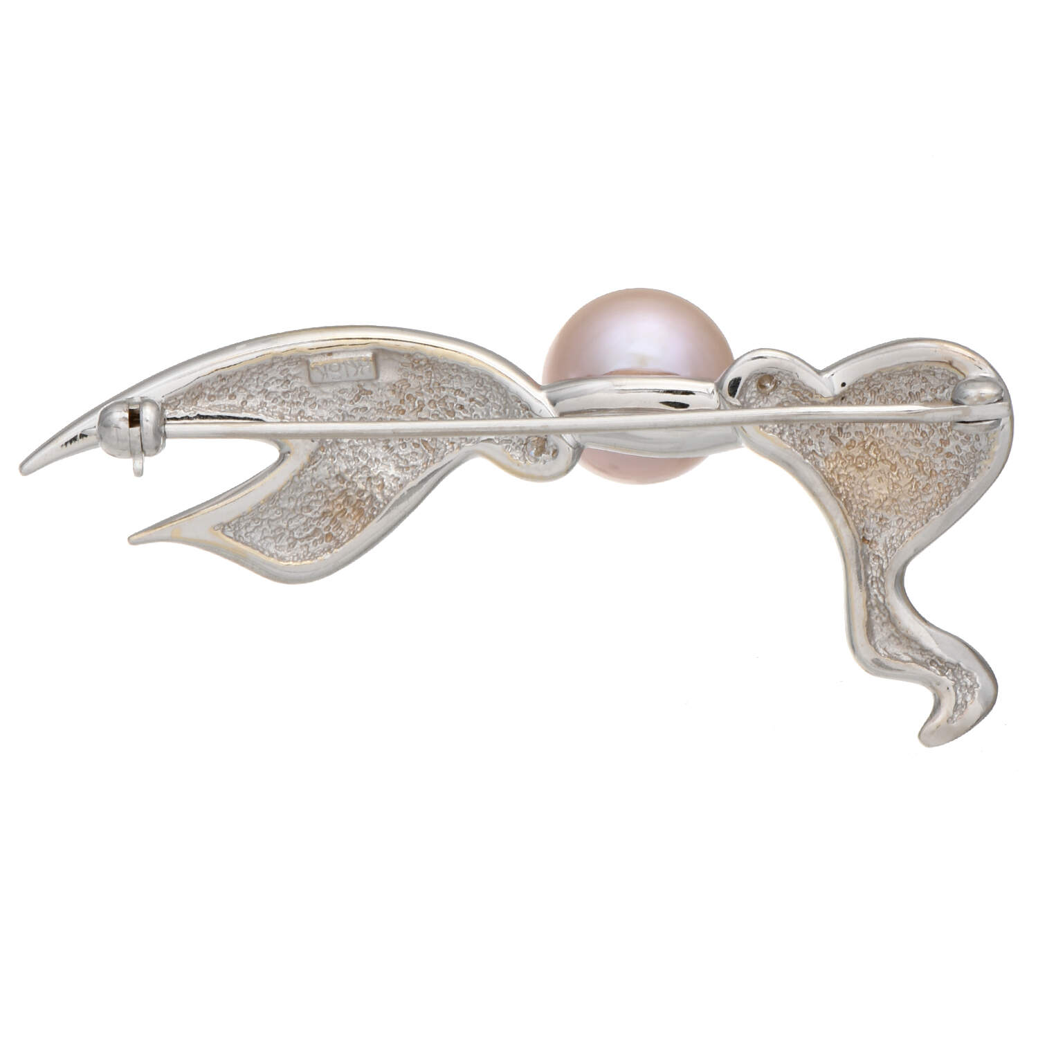 18KW Cultured Pearl & Diamond Bow Pin-2