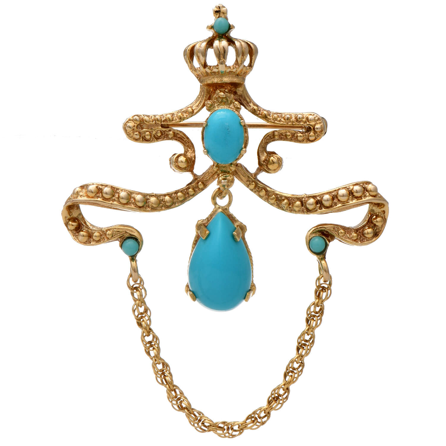 14KY Turquoise Regal Brooch Pin-1