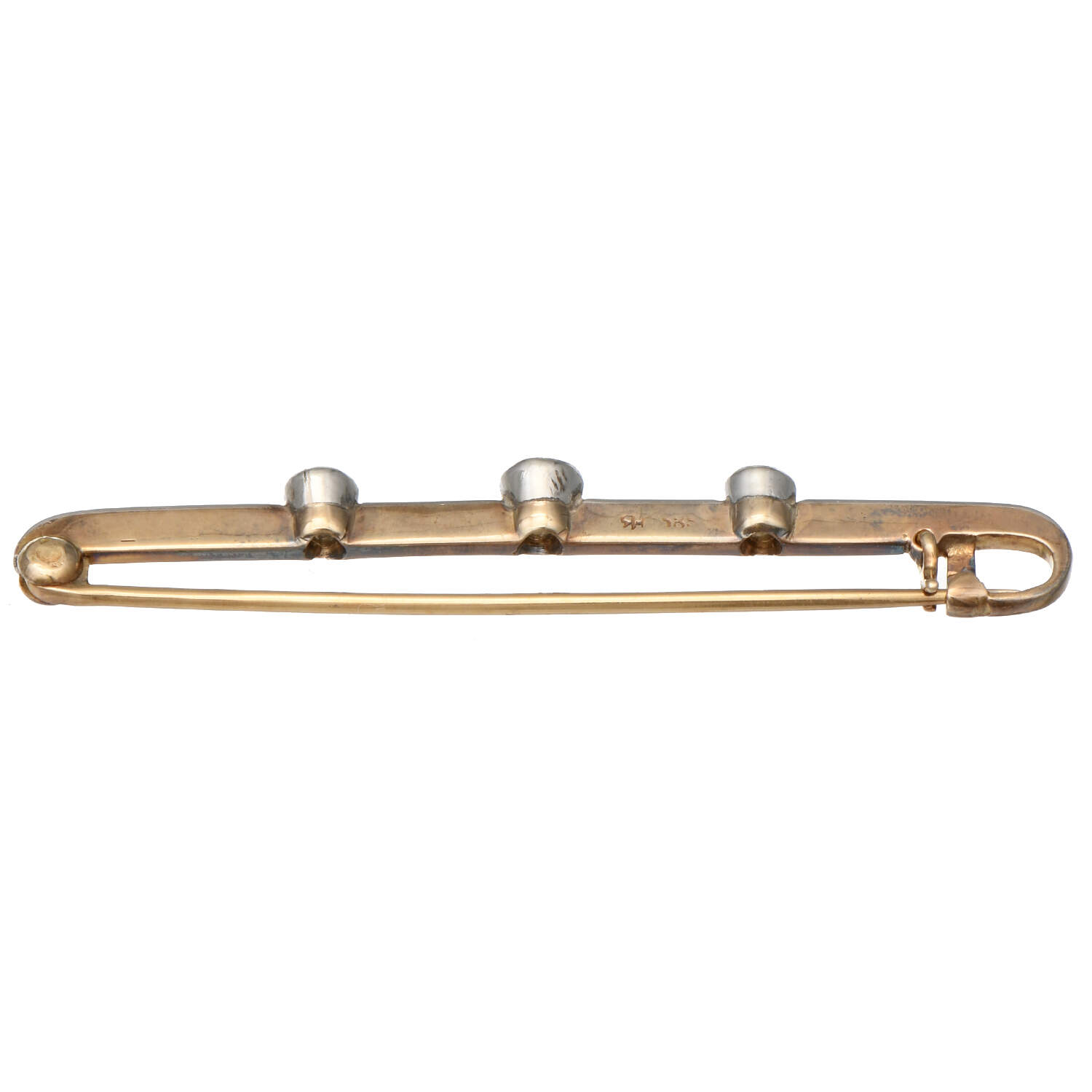 12/10KYW Art Deco Three Stone Diamond(0.38) Safety Pin-2