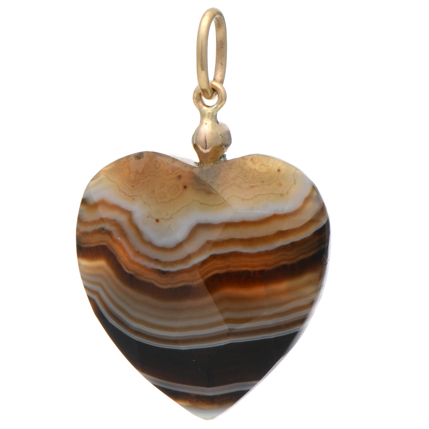12KY Vintage Banded Agate & Diamond Accent Pendant-2