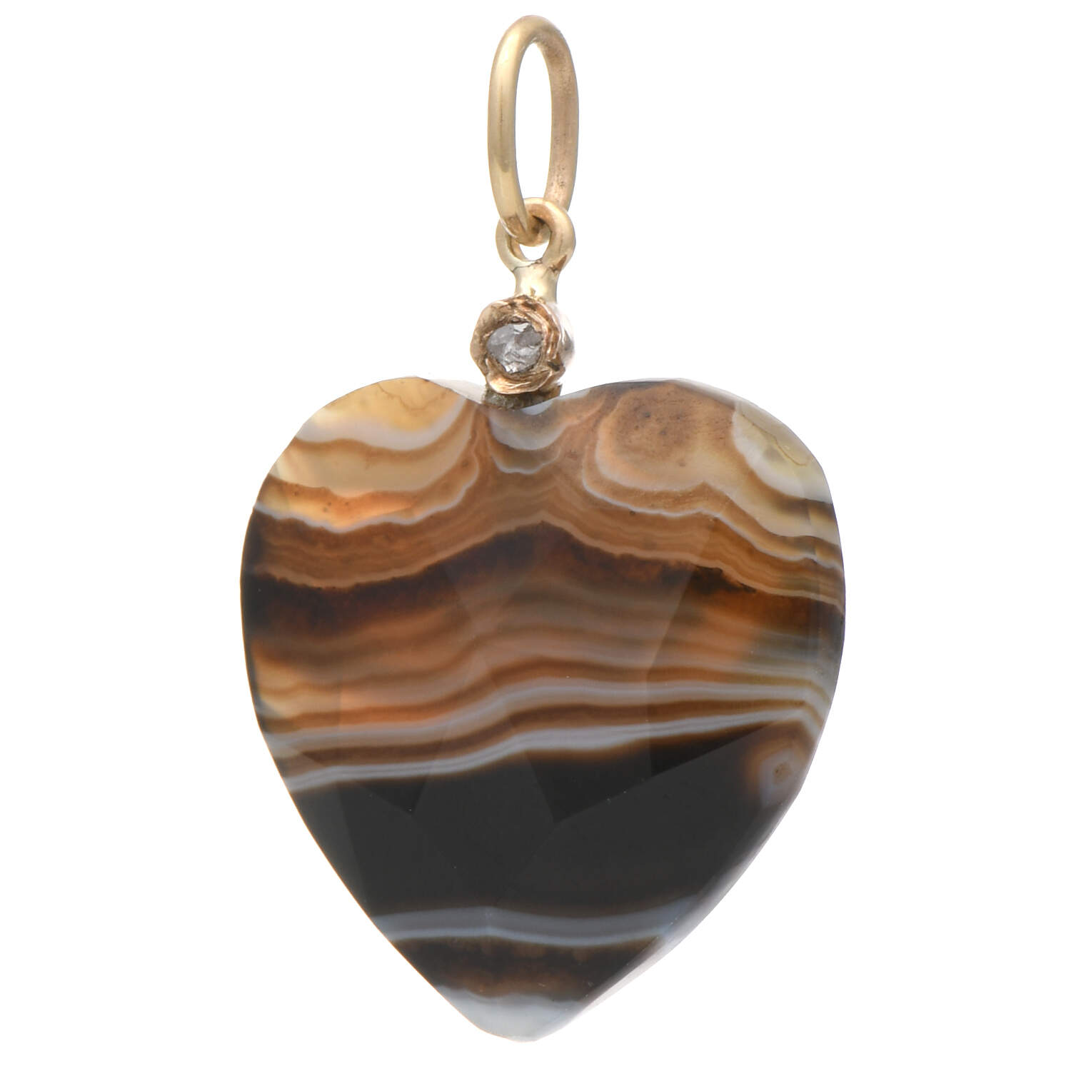 12KY Vintage Banded Agate & Diamond Accent Pendant-1
