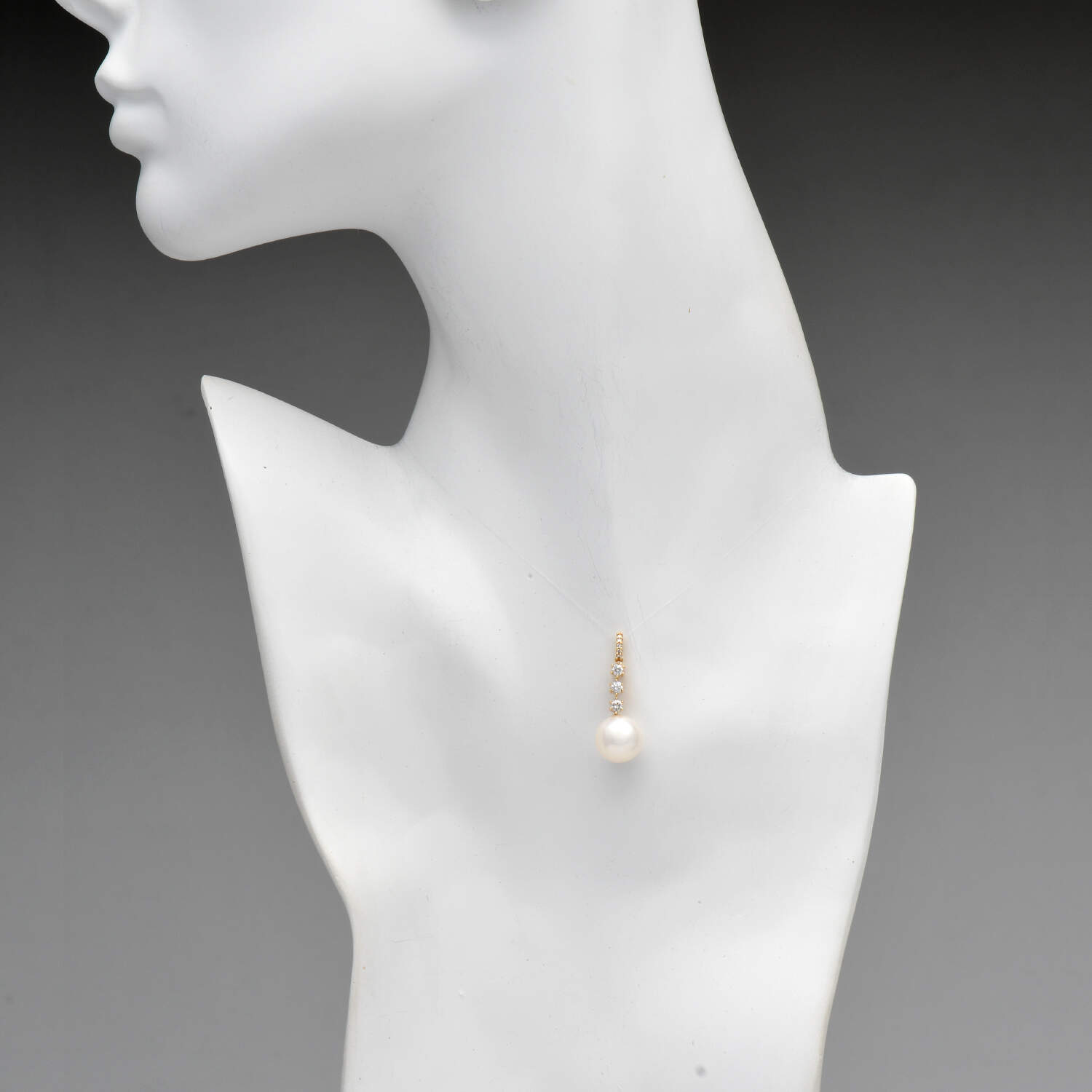 18KY South Sea Pearl & Diamond(0.26) Drop Pendant-3