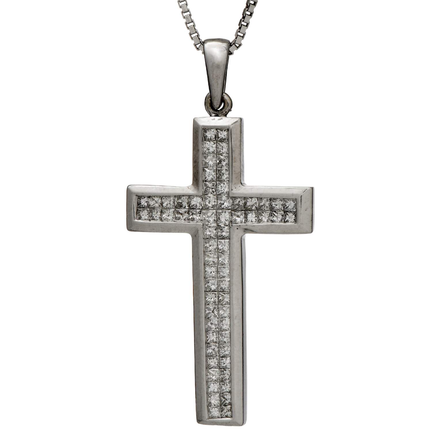 18/14KW Diamond (1.28) Invisible Set Cross Pendant-1