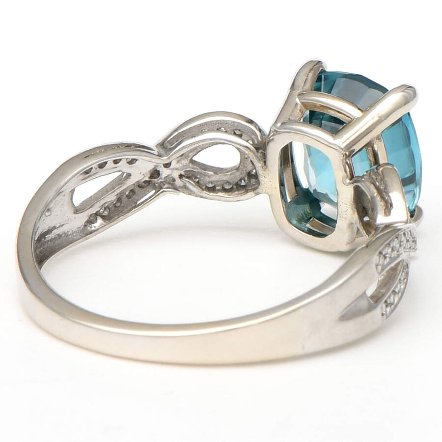 14KW Blue Zircon(3.98) & Diamond(0.10) Ring-2