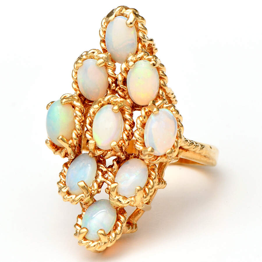 14KY Vintage White Opal (1.8) Cluster Ring-1