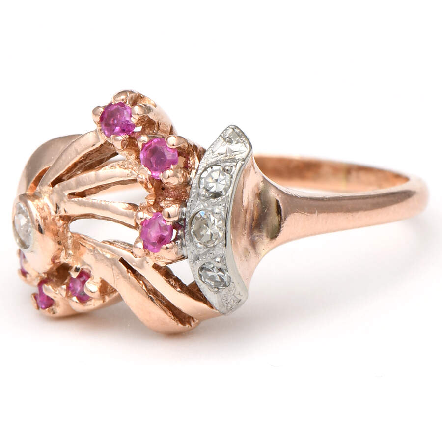 14KY Retro Modern Ruby & Diamond Ring-1