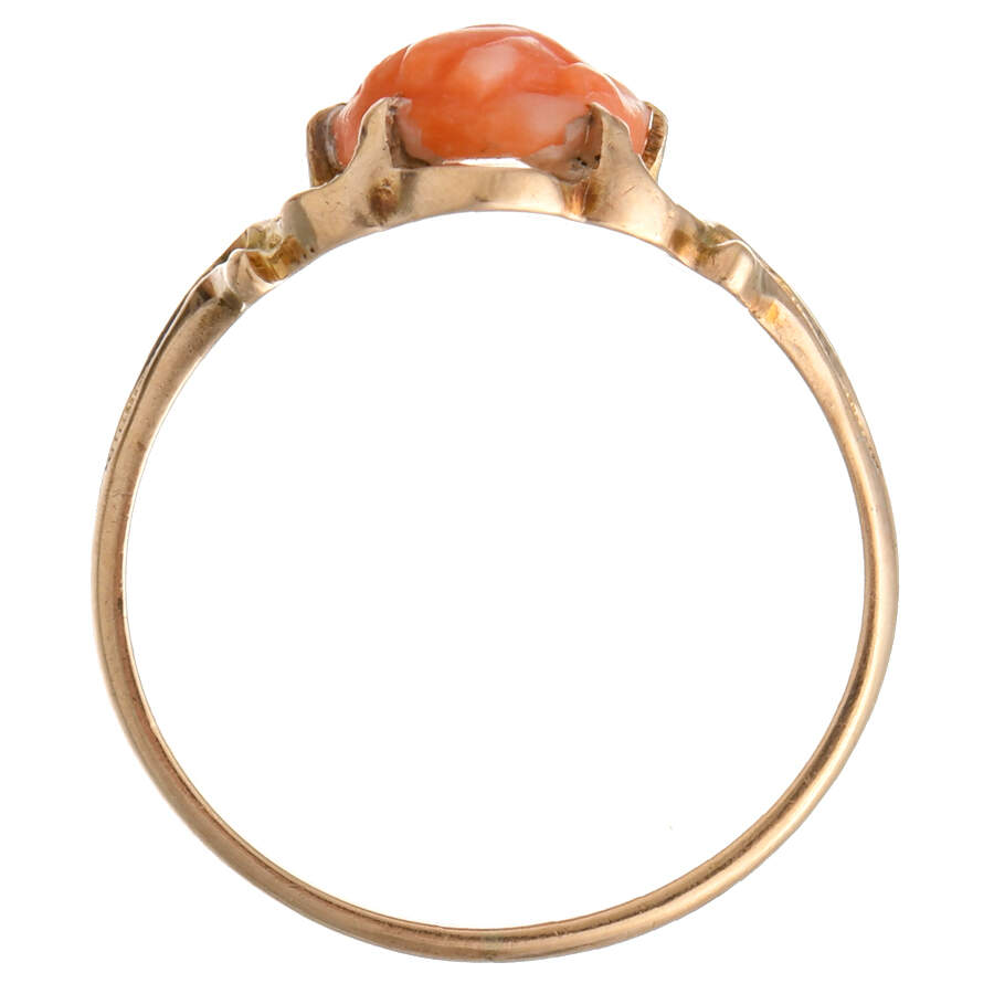 10KY Vintage Coral Cameo Ring-4