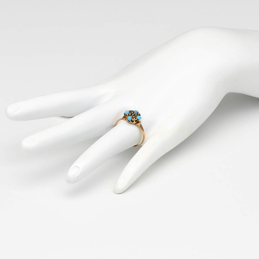 10KY Victorian Turquoise & Seed Pearl Ring-5