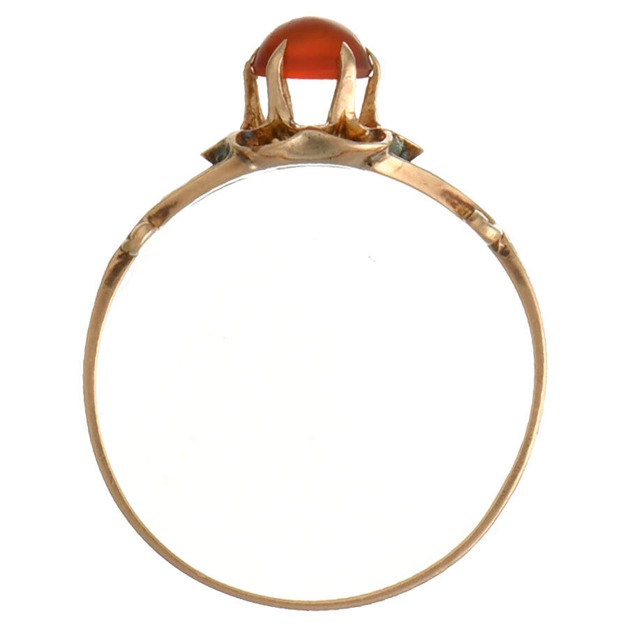10KR Victorian Carnelian (0.49) Cabochon Flower Ring-4