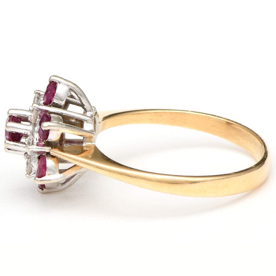 14KYW Ruby (0.80) & Diamond (0.12) Floral Cluster Ring-3