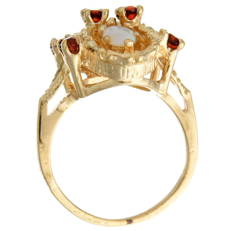14KY Opal (0.70) & Red Garnet (0.65) Leaf Ring-3