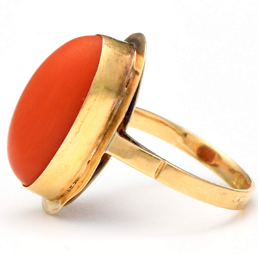 18KY Coral Bezel Ring-3