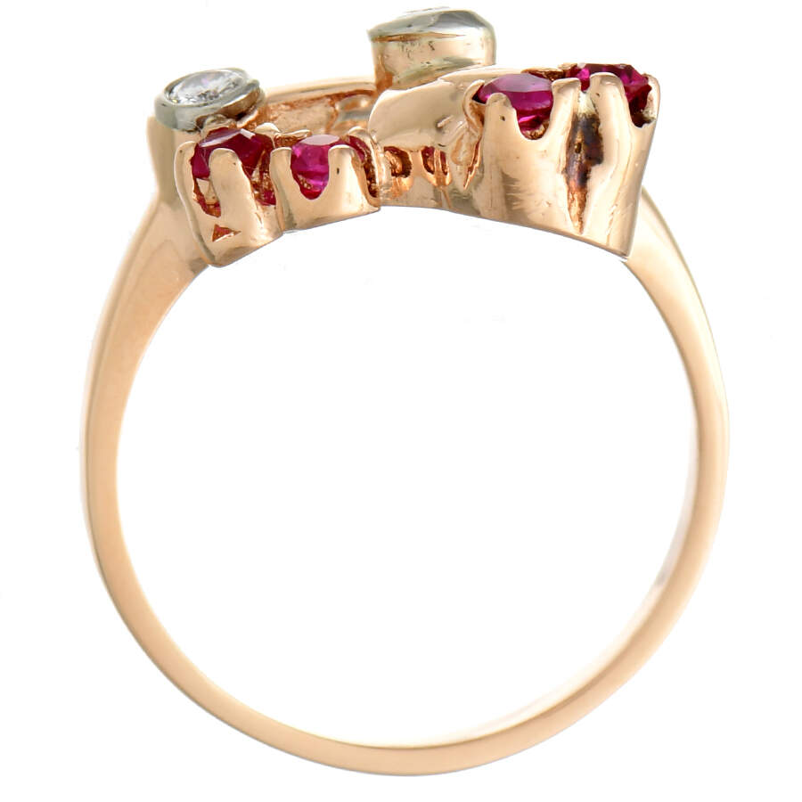 14KRW Retro Modern Diamond & Synthetic Ruby Ring-4