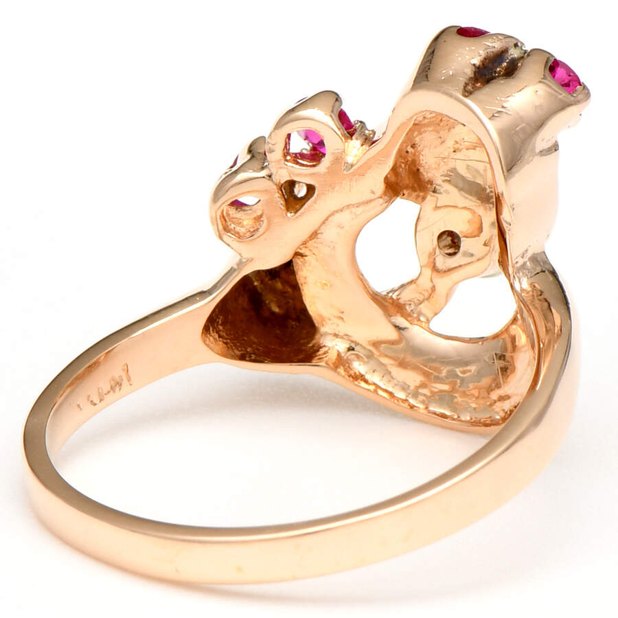 14KRW Retro Modern Diamond & Synthetic Ruby Ring-2
