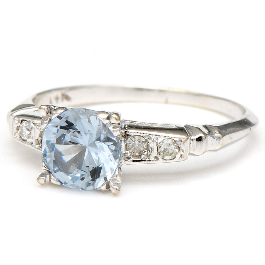 14KW Synthetic Blue Spinel (1.0) & Diamond (0.10) Ring-1