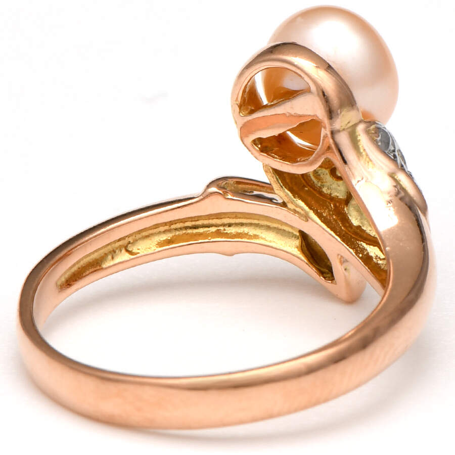14KRW Pink Freshwater Pearl Bypass Ring-2
