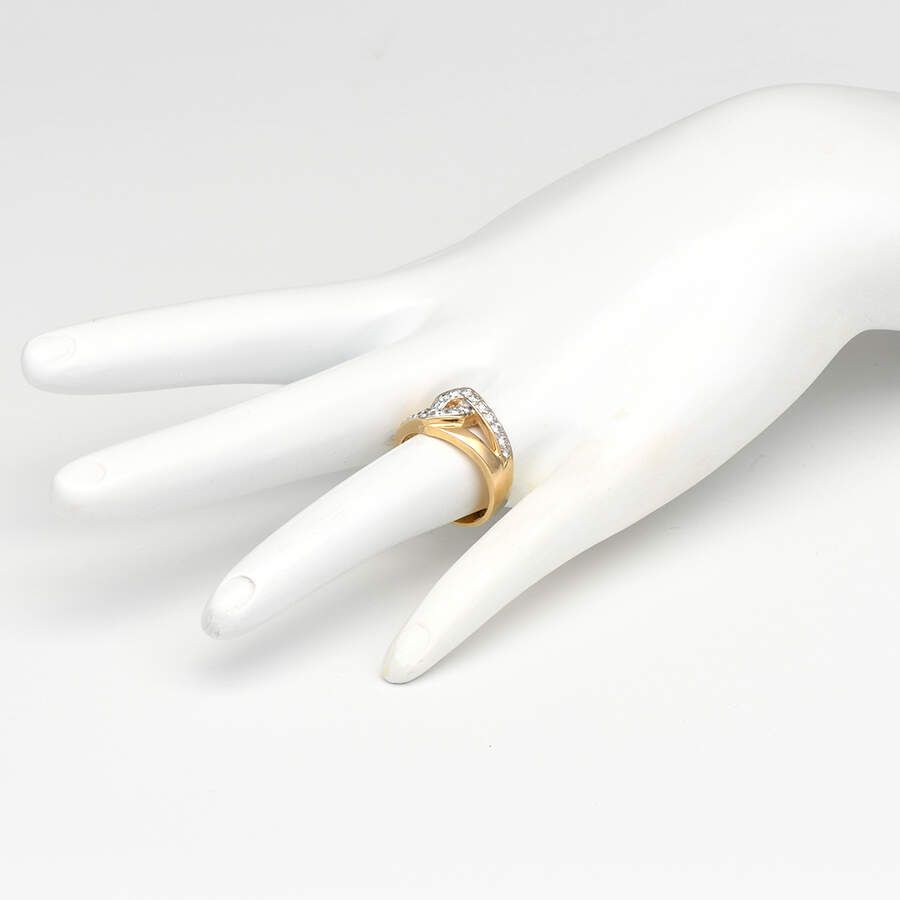 14KYW Diamond(0.40) Interlocking Band Ring-5