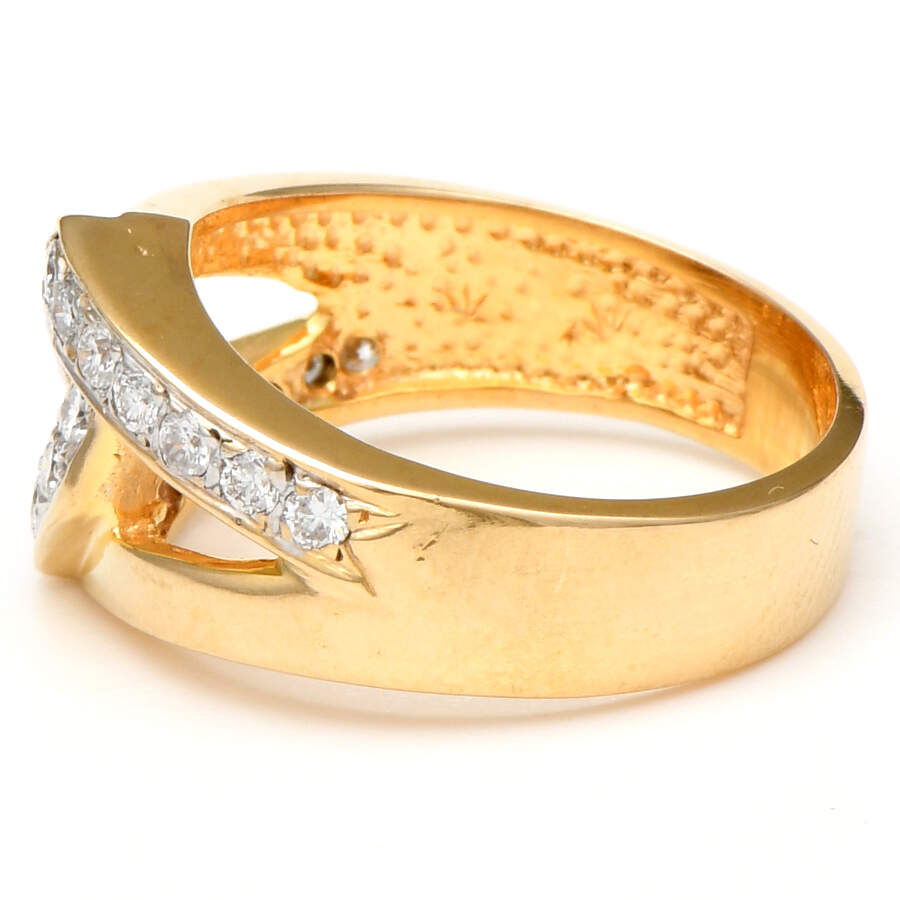 14KYW Diamond(0.40) Interlocking Band Ring-3