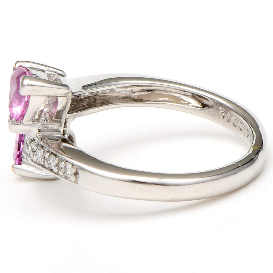 18KW Pink Sapphire(0.84) & Diamond(0.12) Bypass Ring-3