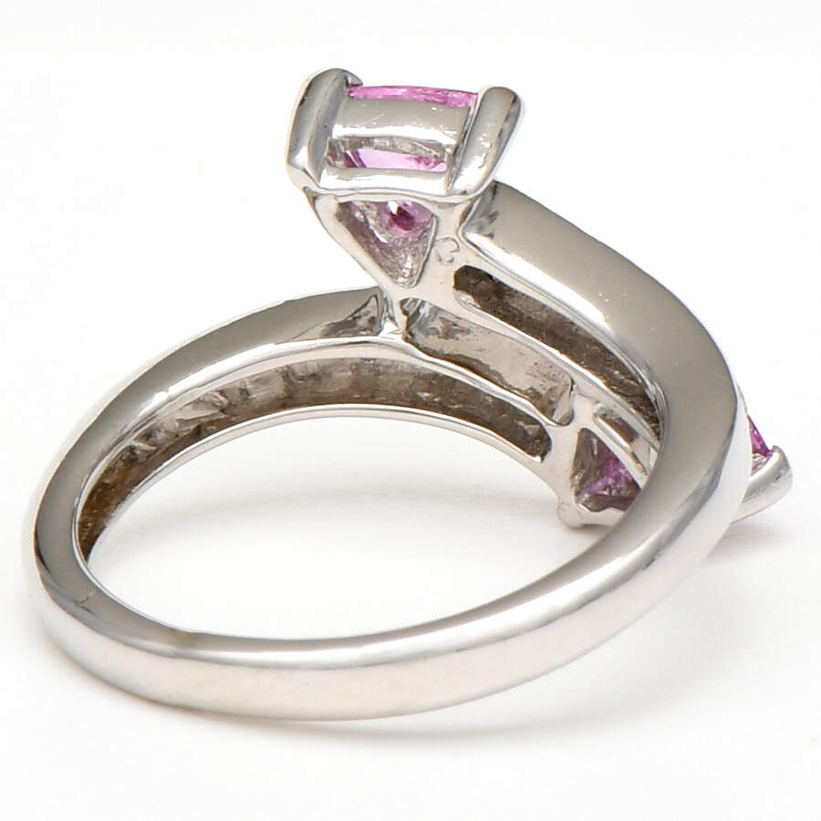 18KW Pink Sapphire(0.84) & Diamond(0.12) Bypass Ring-2