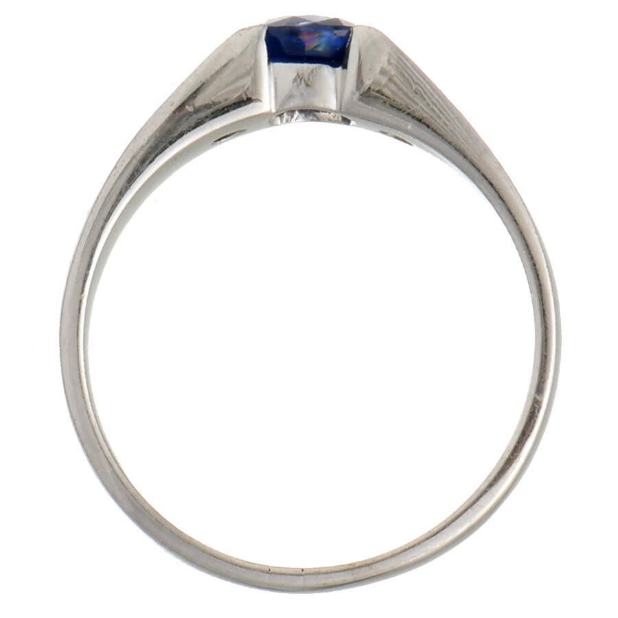 18KW Sapphire(0.90) & Diamond(0.12) Band Ring-4