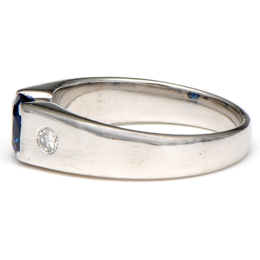 18KW Sapphire(0.90) & Diamond(0.12) Band Ring-3