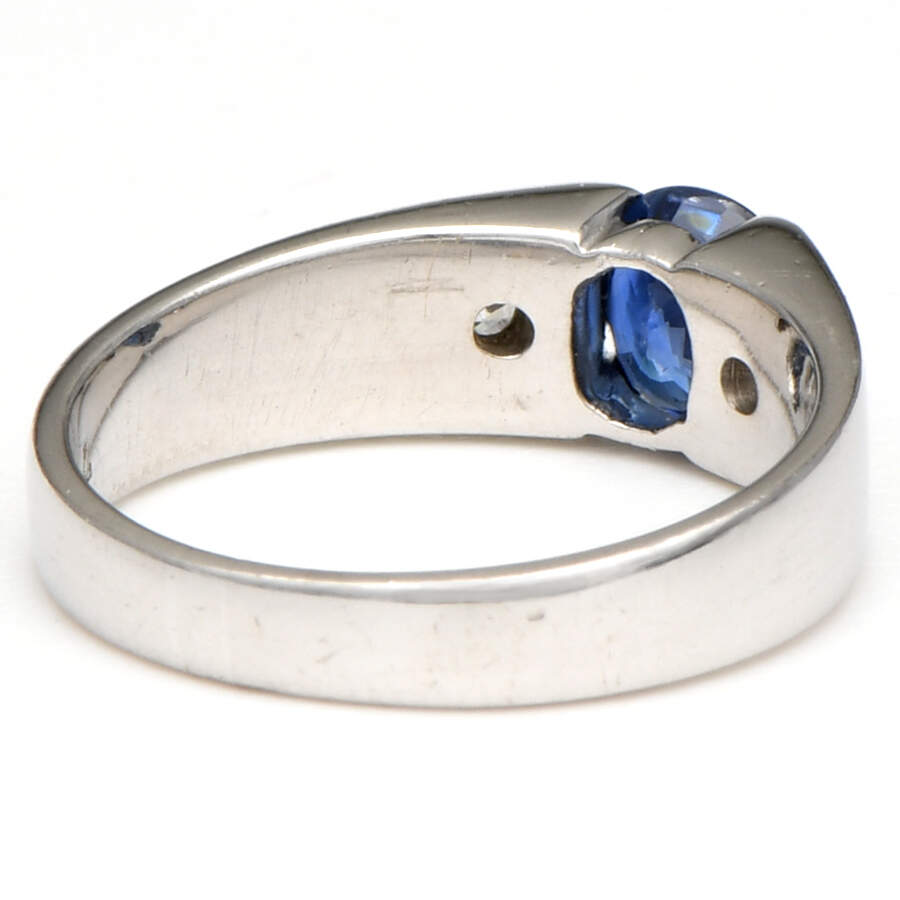 18KW Sapphire(0.90) & Diamond(0.12) Band Ring-2