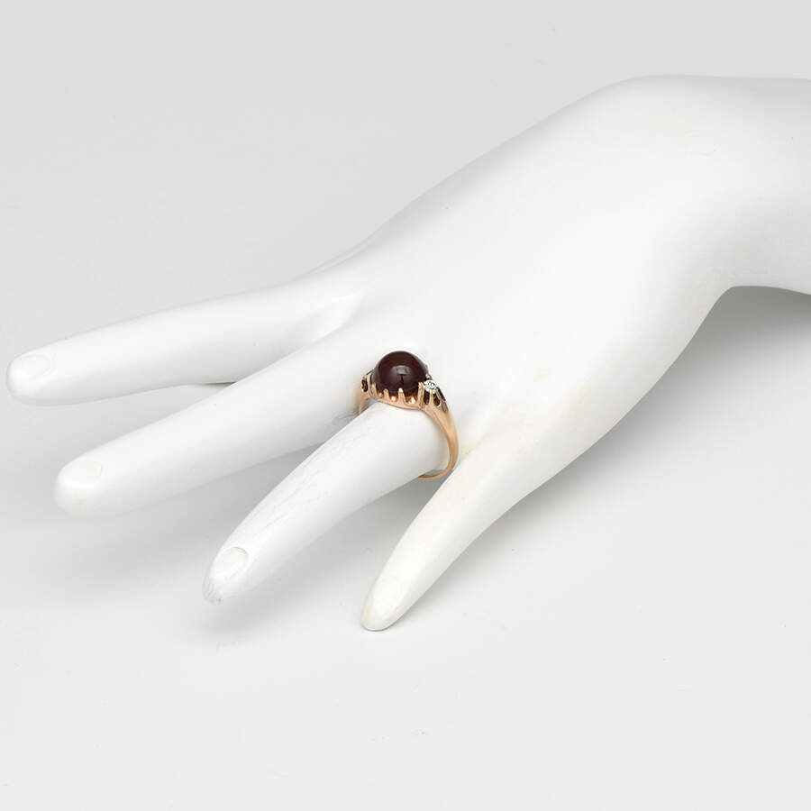 14KY Vintage Pyrope Garnet(6.75) & Diamond(0.16) Ring-5