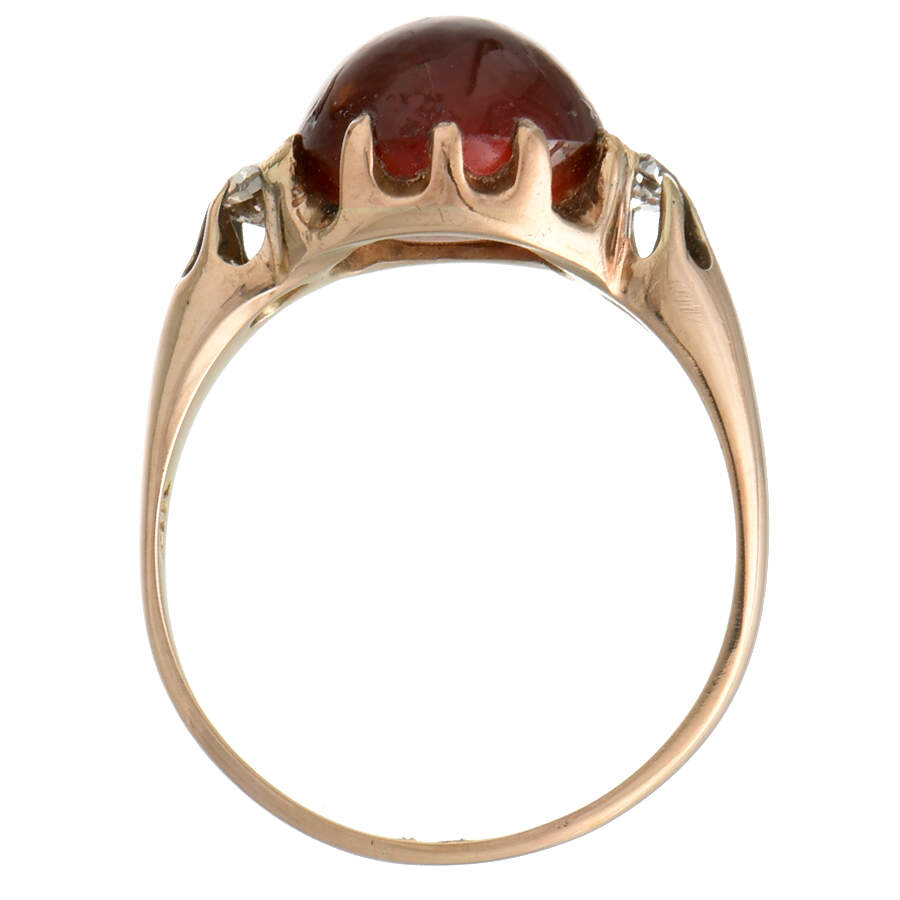 14KY Vintage Pyrope Garnet(6.75) & Diamond(0.16) Ring-4