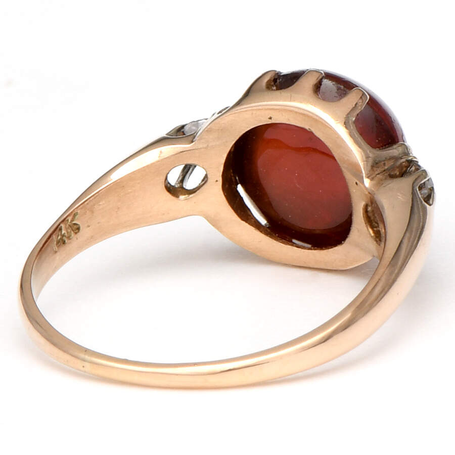 14KY Vintage Pyrope Garnet(6.75) & Diamond(0.16) Ring-2
