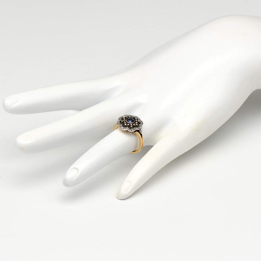 18KY & Platinum Edwardian Sapphire(0.36) & Diamond Lace Ring-5