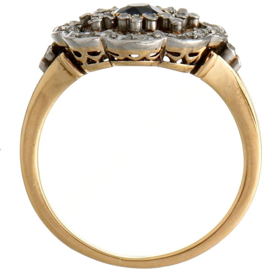 18KY & Platinum Edwardian Sapphire(0.36) & Diamond Lace Ring-4