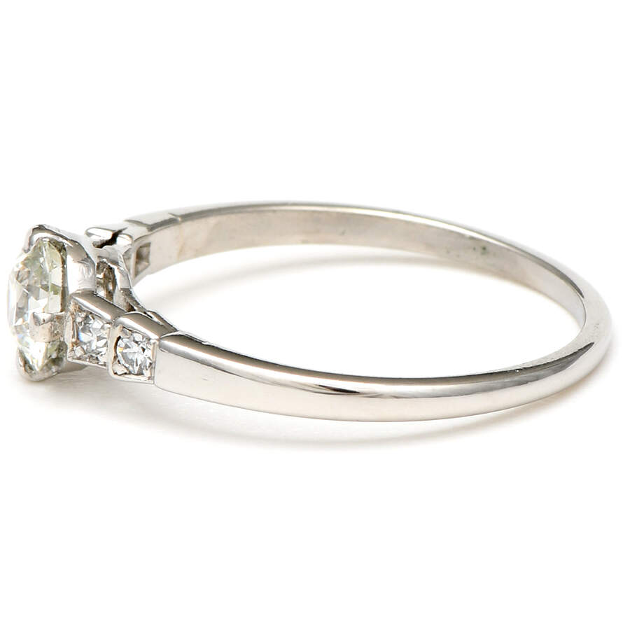 Platinum Art Deco Old European Cut Diamond(0.51) Ring-3