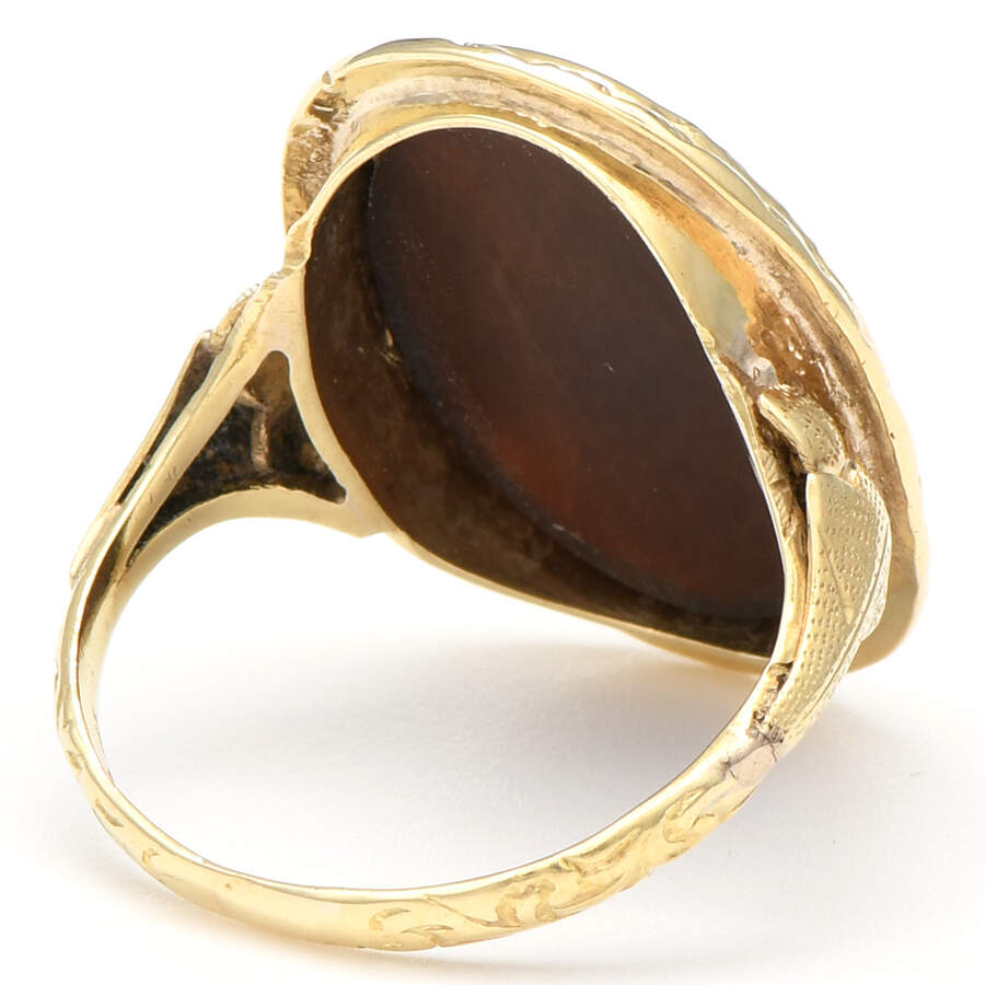 14KY Brown Landscape Agate Ring-2